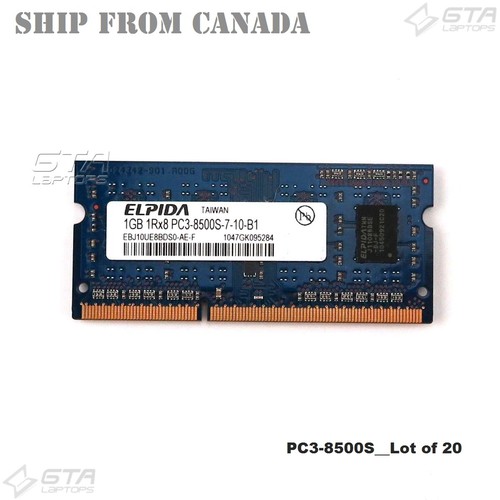 20GB (20X1GB) Elpida Laptop Memory 1Rx8 PC3-8500S DDR3-1066 EBJ10UE8BDS0-AE-F - Imagen 2 de 2