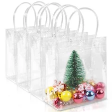 10 PCS Clear Bags for Gift - PVC Goodie Bag with Handles Reusable Transparent...