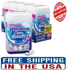 Mentos Clean Breath Sugarfree Hard Mint, 150pc,Intense Peppermint (Pack4 Bottle)
