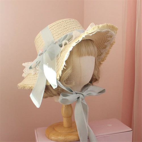 Victorian Women Wide Brim Straw Hat 