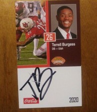 Terrell Burgess 2020 Senior Bowl Card  Signed Autographed Utah Utes