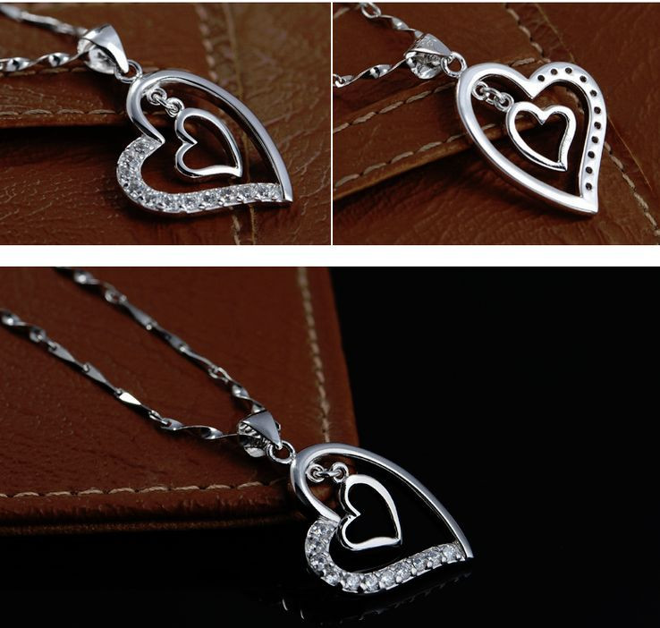 Single Diamond Necklace Sterling Silver Cubic Zirconia Water Drop - Foto 2