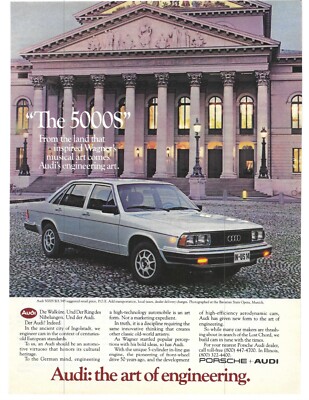 1981 Audi 5000S Car At Bavarian State Opera Munich Vintage Photo Print Ad