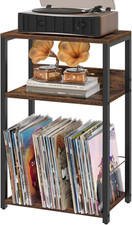 Record Player Stand, 3-Tier End Side Table with Vinyl Record Storage, Vinyl Reco