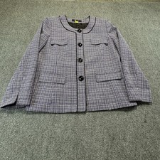 KASPER Womens Size 16 Front Button Round Collar Purple Blazer