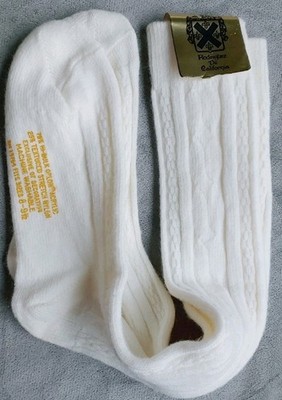Vintage Cable Knit Knee High Socks Hi Bulk Orlon Acrylic Socks School Girl 1pr
