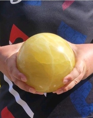 Massive Zitronen Calcit Kugel 5,5 kg Neu Kristallkugel Atemberaubend mit Ständer Pakistan