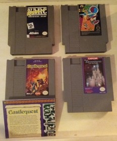 Nintendo NES 4-Game Lot. NARC.  CASTLEQUEST w/Map. T&C Surf. Disney Adventures.