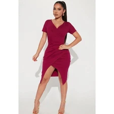 Fashion Nova NWT Work Corporate Business Office Chic Tulip Hem Midi Dress Small