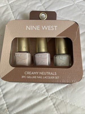 NINE WEST 3 Piece Gel-Like Nail Polish Neutrals Milky/Pinky/Nudey. Box W/Defects