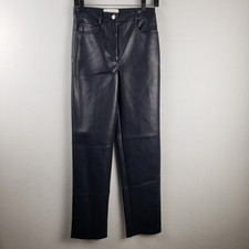 Aritzia Wilfred Women's 4 The Melina High Rise Faux Leather Pants Blue Straight