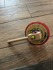 Vintage Wooden Spinning Top with Handle Red Y...