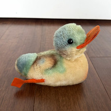 Vintage Steiff Duck Mallard 8  Plush Button in Ear Yellow Tag Germany 1960s 70s