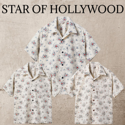 STAR OF HOLLYWOOD SH39715 DOBBY COTTON OPEN SHIRT ATOMIC Japan Neu