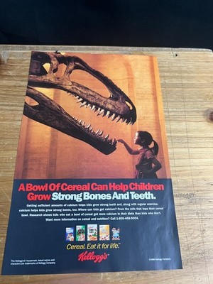 1998 VINTAGE 6X10 PRINT Ad FOR KELLOGGS CEREAL DINOSAUR TEETH FOSSIL MUSEUM TREX