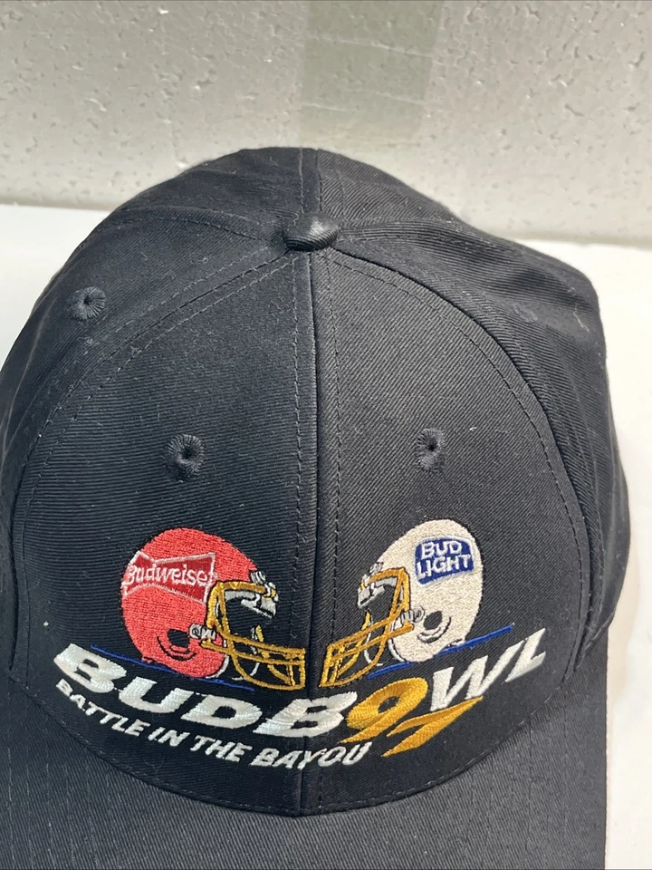 Bud Bowl Battle in the Bayou Vintage Snapback Hat 90s Budweiser Bud Light Promo - Image 3 of 4