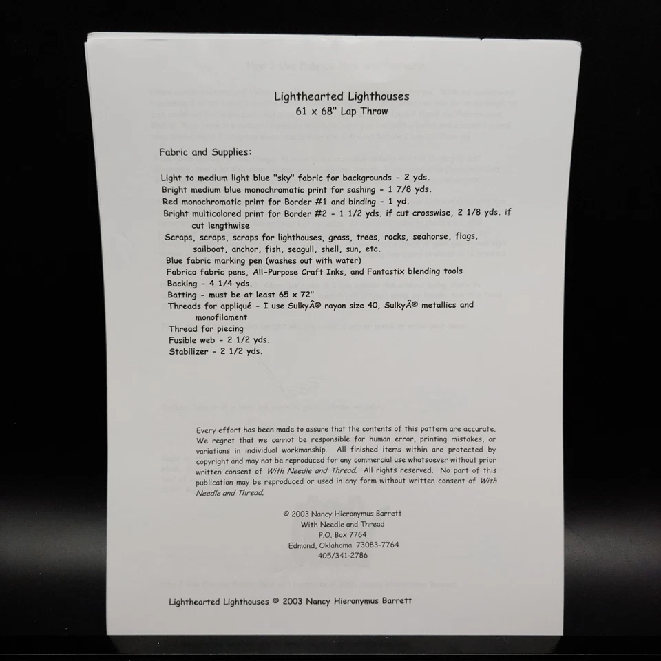 Lighthouse Applique Quilt Pattern - 61x68 Throw, Nautical Ocean Beach Whimsical - Image 3 of 3