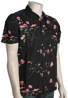 RVCA Botanical SS Button Down Shirt - Pirate Black - New