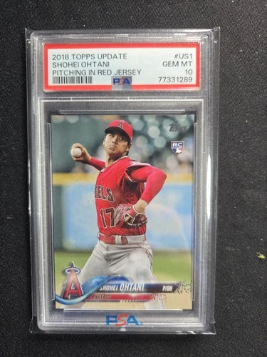 2018 Topps Update Baseball Shohei Ohtani RC PITCHING IN RED JERSEY #US 1 PSA 10