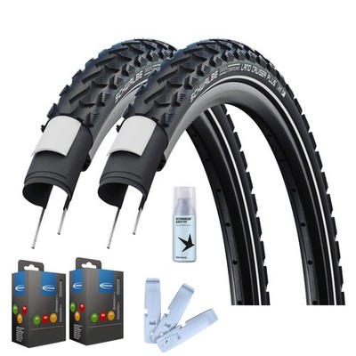 2 x Schwalbe Land Cruiser Plus Reifen + Schläuche + Reifenheber + Easy Fit 50ml