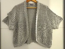 Canda Damen Strick-Cardigan grau Lochmuster P...