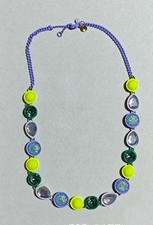 Collectible RARE J. Crew Crewcuts Green Yellow Glitter Crystal Brulee Necklace