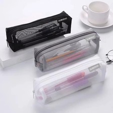 Transparent Mesh Pencil Case Pen Pouch Organizer School Office Bag