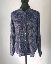 Rails Women's Josephine Long Sleeve Button Up Shirt Midnight Lynx Rayon Size M