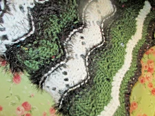 Crochet Lap Throw  Blanket Green White Black  Handcrafted New 56 x 58