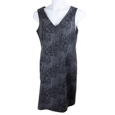 Tahari Gray Black V-neck Sheath Dress, 12