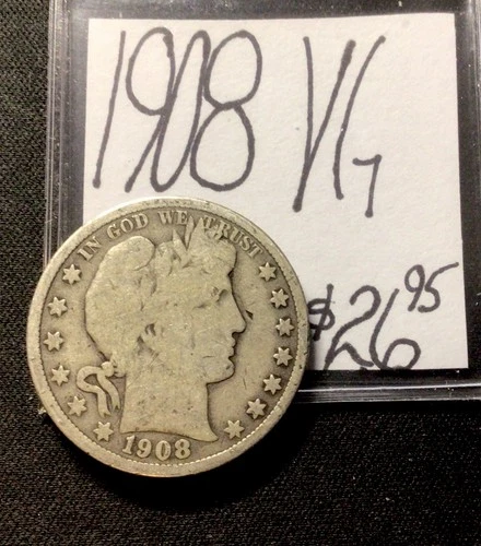 1908 Barber Silver Half Dollar VG! ENN Coins