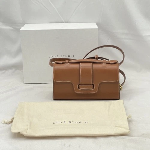 Loue Studio Womens Mano Pochette Top Handle Crossbody Faux Leather Cognac