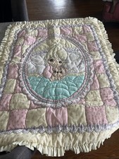 Precious Moments Handmade Baby Crib Quilt Blanket Unisex Bear Double Sided 35x44