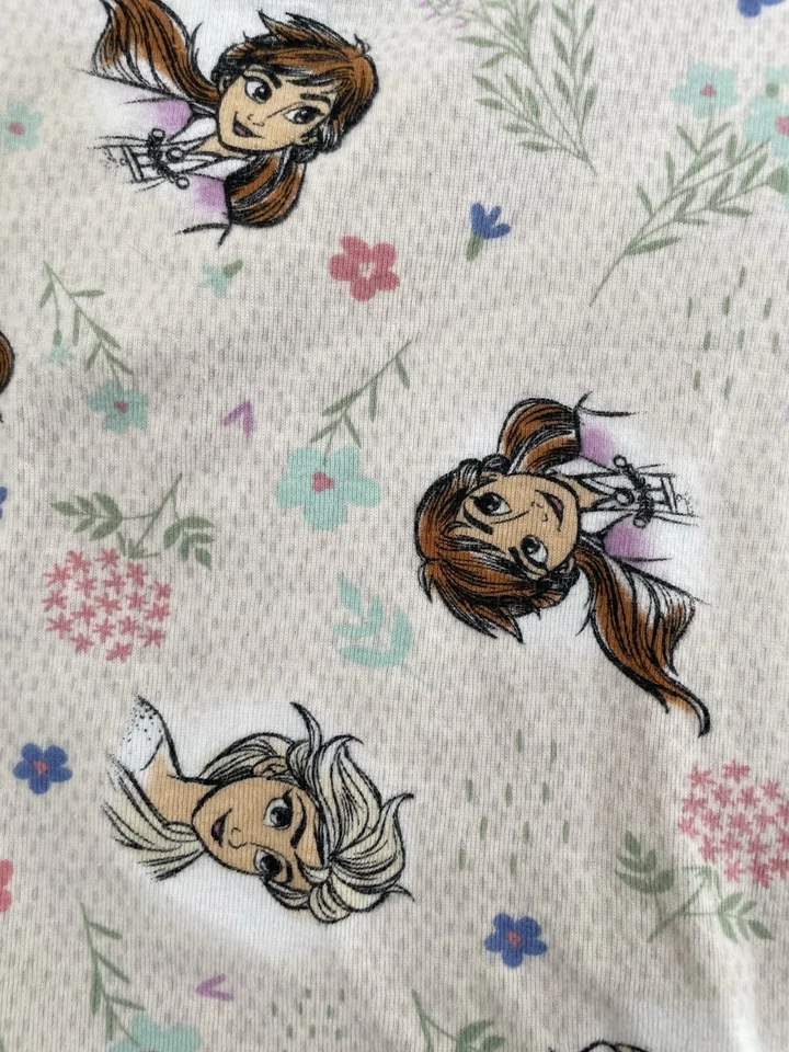 Disney Frozen Niños Niñas Colorido Elsa Anna Floral Manga Corta PJ Top Beige 6 Foto 4 de 4