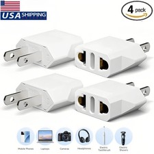 4Pcs European EU to US Travel Power Plug Adapter Wall Socket Converter for Trip