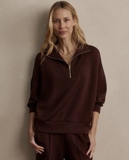 Varley Hawley, Half Zip, Sweat, Dark Brown, Medium, Gold Hardware, Double Soft