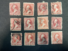 US Scott #220, Lot of 12, 1890 George Washington 2c, Used, Some  Fancy Cancels
