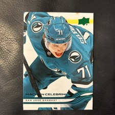 2025-26 Upper Deck Series 1 Holiday Green Logo Macklin Celebrini #136 