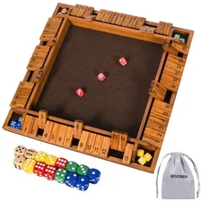 Upgraded 16.54’’ Shut The Box Dice Game with 15 Numbers for 1-4 Players Large...