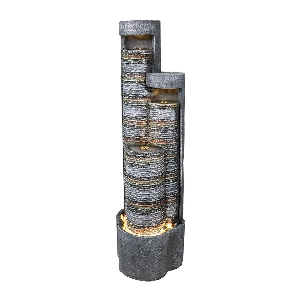 Faux Stone Outdoor Water Feature – Cascading Fountain with LED Lighting - Image 3 of 4