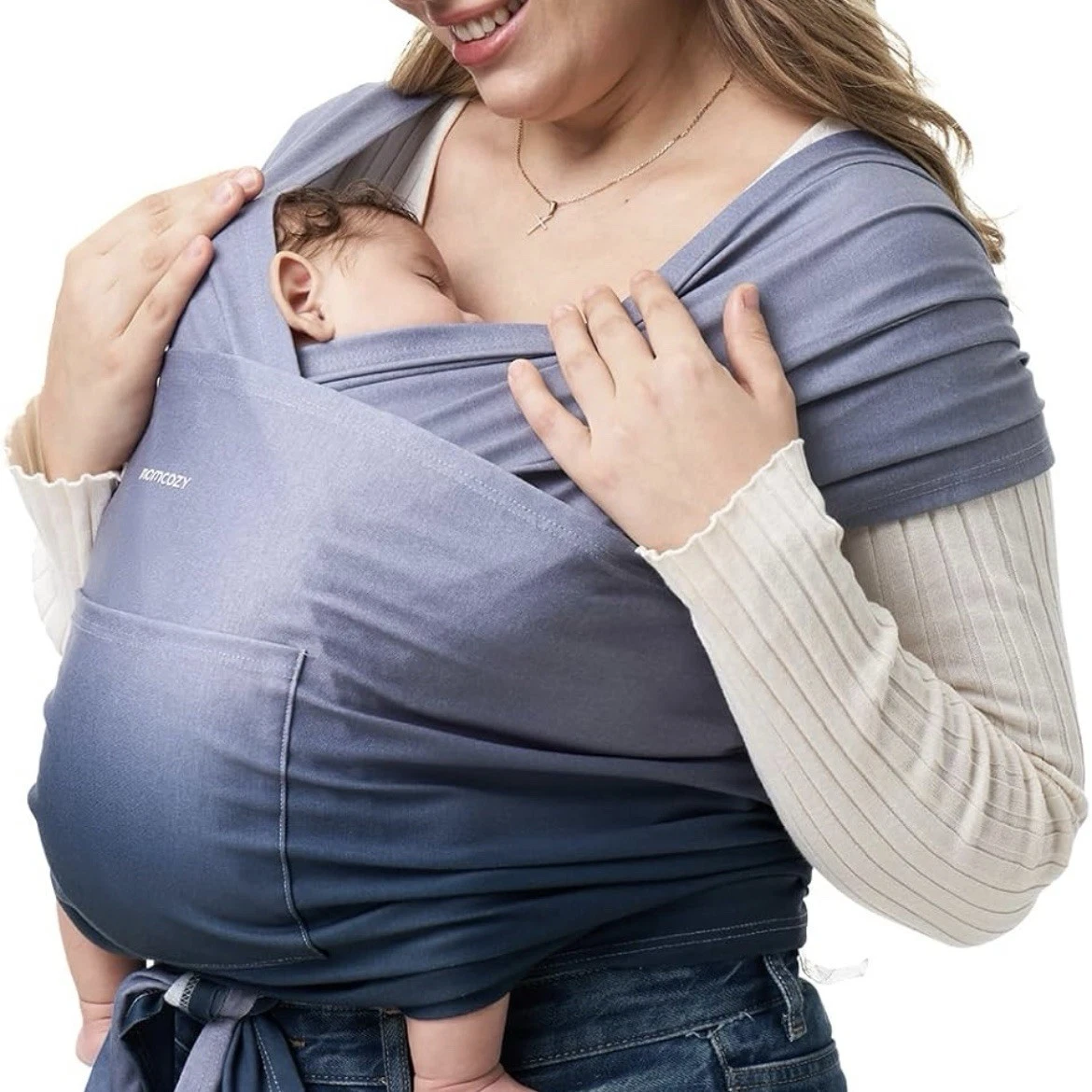 Momcozy Baby Wrap Carrier Easy to Wear Infant Carrier Lightweight Gradient Blue