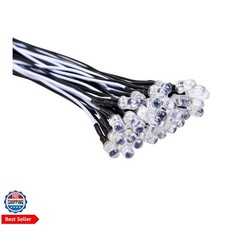 30pcs 12 Volt 5mm White LED Lights Emitting Diodes Pre Wired 7.9 inch DC 12v ...