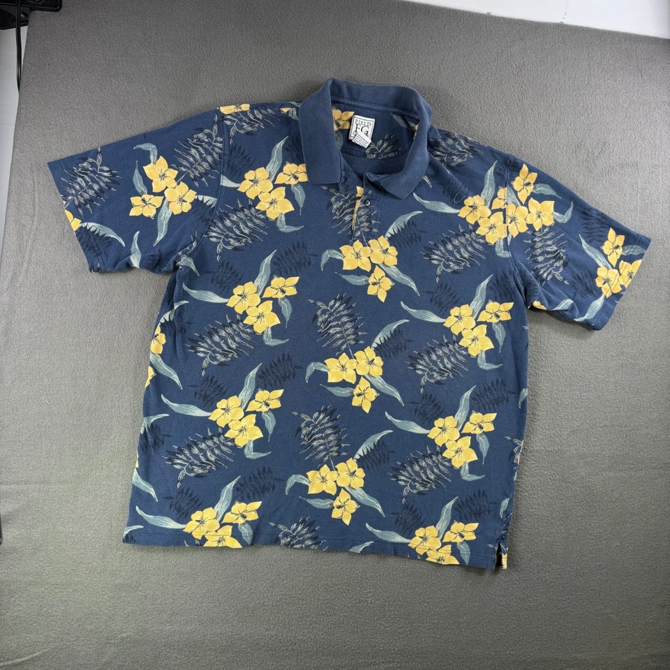 Camisa Polo Field Gear De Colección Hombres XLT FG Hombres Floral Azul Amarillo Tropical Resort Foto 2 de 4