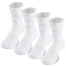 Kids Boys Crew Socks - 4 Pack Ribbed Towel Bottom Hiking Dress Small White