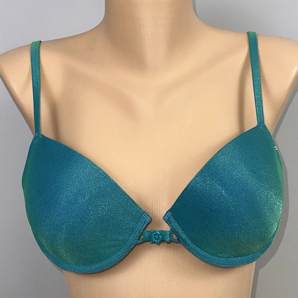 Sujetador push up vintage Lily of France estilo 36B 1729 1773 cierre frontal iridiscente Foto 2 de 4