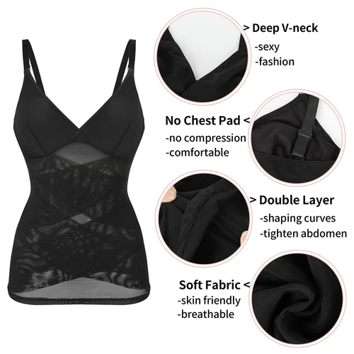 Prendas moldeadoras con cuello en V y sujetador incorporado control de abdomen adelgazante entrenador de cintura EE. UU. para mujeres - Imagen 4 de 25