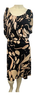 Mara Hoffman 100% Silk MIDI Knit Jersey Black Dress medium