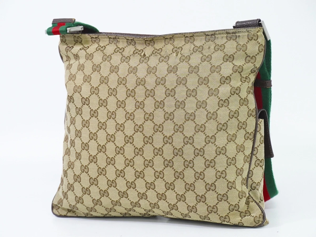 GUCCI Sherry 169937 GG Canvas Shoulder Crossbody Bag Beige Brown