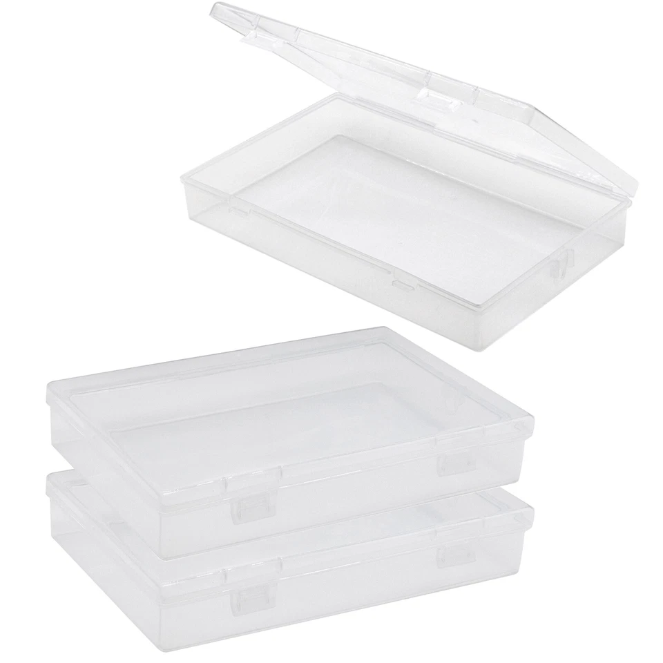 8Pack Plastic Storage Container Boxes Hinged Lid DIY Arts Crafts Markers Pens - Image 2 of 4