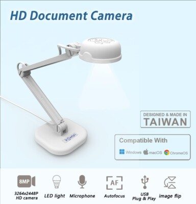 INSWAN INS-1 winzige 8 MP (4K 4:3) USB Dokumentenkamera   Autofokus LED-Licht